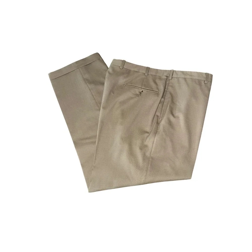 Burberry London Mens Tan Khaki Herringbone Dress Pants Slacks 38x28